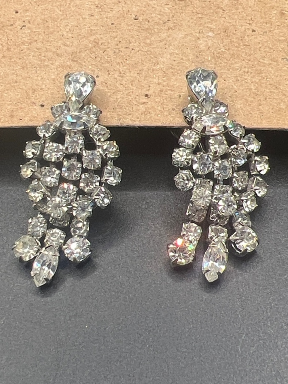 Vintage Clear Crystal Chandelier Drop Earrings
